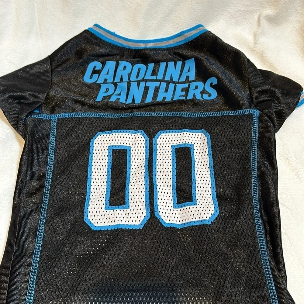 Pets First NFL Carolina Panthers Screen Printed Mesh Dog Jersey - Black & Blue - Picture 2 of 7